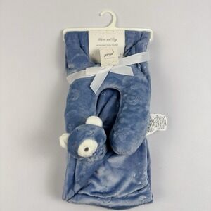 Baby Boy Reversible Blanket And Neck‎ Pillow Set Light Blue New Condition 2 Pcs